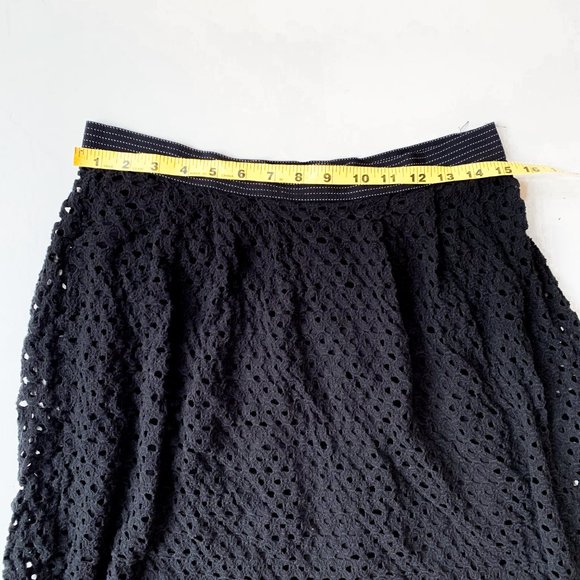 anthropologie weston black eyelet midi skirt L - Picture 3 of 8